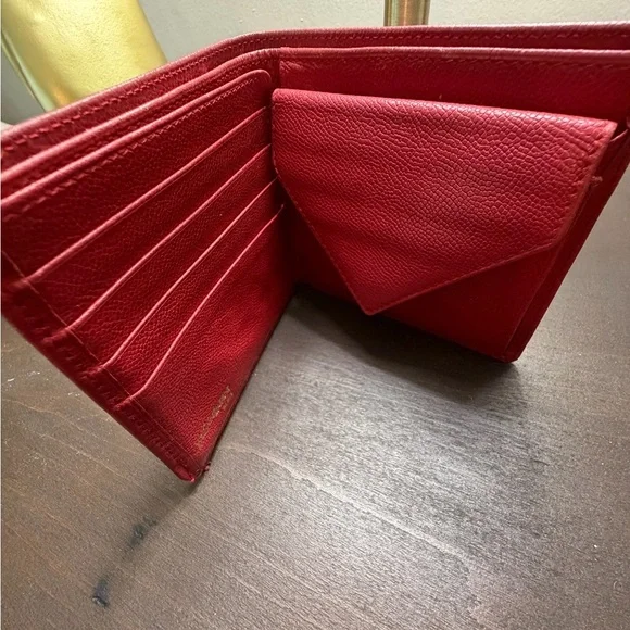 Yves Saint Laurent Scarlet Leather Wallet with Gold Detail - Picture 6 of 8